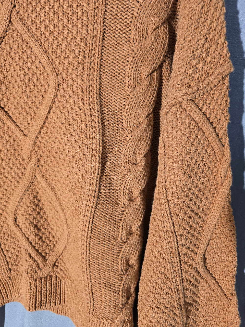 Quince Organic Cotton Cropped Cable Crew Sweater Ginger Orange L - Picture 7 of 7